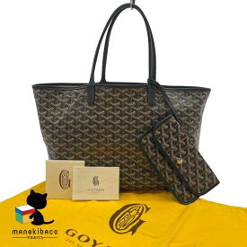 ゴヤール GOYARD ブラック サンルイPM 黒 トートバッグ ショルダーバッグ 肩掛け コーティングキャンバス レザー 黒×茶×白 普段持ち ビジネス 旅行 軽量 人気 ブランド バッグ ポーチ付 布袋 冊子 ランクAB バッグ 【中古】