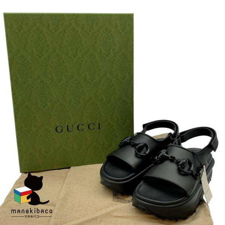 楽天市場】グッチ GUCCI ブラック 新品同様 ホースビット サンダル  