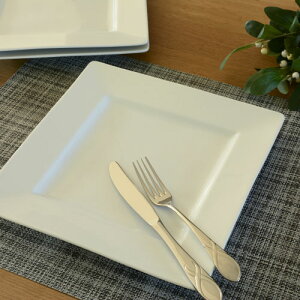 【白磁スクエアリム プレート 26cm】 ◎アウトレット