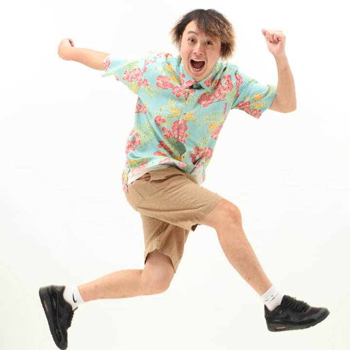 かりゆしウェア 沖縄 アロハシャツ Mango House リゾート 結婚式 お揃い ペア 大きいサイズ ブライトハイビー レギュラーカラー メンズ 5年保証