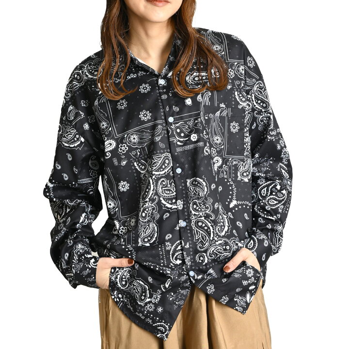 楽天市場】柄シャツ メンズ レディース 長袖 ペイズリー 柄 バンダナ柄 