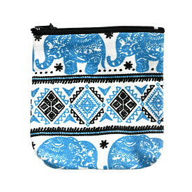 ポーチ 小物入れ ミニポーチ 収納 アクセ入れ 小さめ ミニ 象 ぞう コットン 総柄 エスニック柄 レディース メンズ おしゃれ プレゼント 春夏秋冬 春服