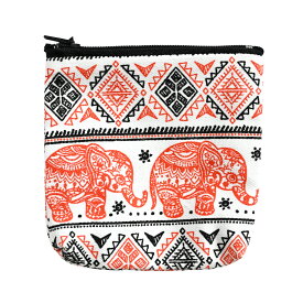 【期間限定20%OFF】ポーチ 小物入れ ミニポーチ 収納 アクセ入れ 小さめ ミニ 象 ぞう コットン 総柄 エスニック柄 レディース メンズ おしゃれ プレゼント 春夏秋冬 春服