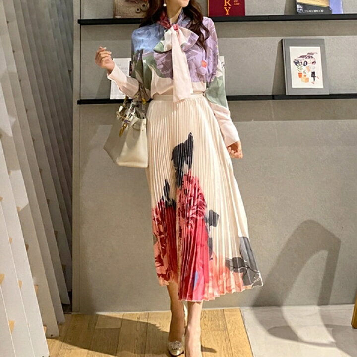 楽天市場】花柄ワンピース ボウタイワンピース お呼ばれワンピース 春 