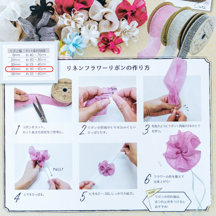 楽天市場 リネン フラワー リボン 40mm 12color 50cm単位 縫わずに簡単 商用利用可 生地通販のマルイシ 楽天市場 リネン フラワー リボン 40mm 12color 50cm単位 縫わずに簡単 商用利用可 生地通販のマルイシ