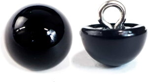 【レビューで100円クーポン】【パールボタン足つき】パール ボタン ブラック ツヤあり 半円 20個入り【10mm】きらきらぷんぷん丸 B-006