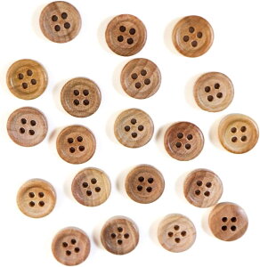 【レビューで100円クーポン】ウッドボタン 四つ穴ボタン ナチュラル シャツボタン ウッド ボタン ブラウン 木目 木製 20個入り【10mm】きらきらぷんぷん丸 B-028
