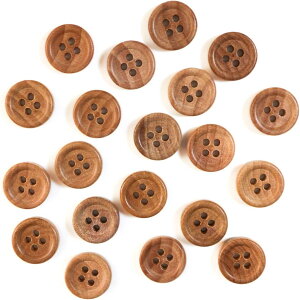【レビューで100円クーポン】ウッドボタン 四つ穴ボタン ナチュラル シャツボタン ウッド ボタン ブラウン 木目 木製 20個入り【11.5mm】きらきらぷんぷん丸 B-029