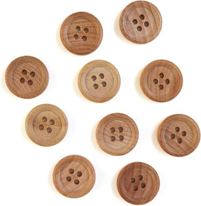 【レビューで100円クーポン】ウッドボタン 四つ穴ボタン ナチュラル シャツボタン ウッド ボタン ブラウン 木目 木製 10個入り【18mm】きらきらぷんぷん丸 B-032