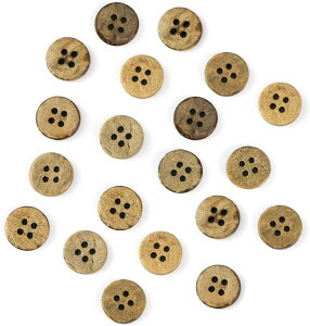 【レビューで100円クーポン】ココナッツボタン 四つ穴ボタン ナチュラル シャツボタン ウッド ボタン ブラウン 木目 木製 20個入り【10mm】きらきらぷんぷん丸 B-035