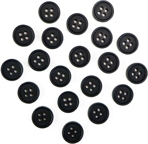【レビューで100円クーポン】四つ穴ボタン 【ブラック ツヤなし】 黒 ベーシック シンプル 20個入り【10mm】きらきらぷんぷん丸 B-041