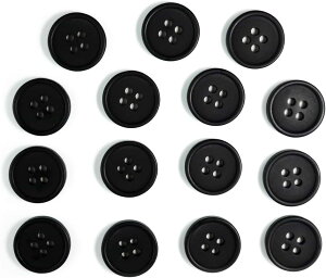 【レビューで100円クーポン】四つ穴ボタン 【ブラック ツヤなし】 黒 ベーシック シンプル 15個入り【15mm】きらきらぷんぷん丸 B-044