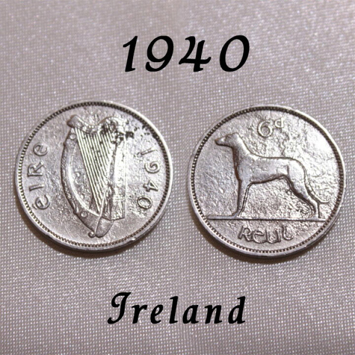 楽天市場 1940年 アイルランド 6ペンス コイン 6ｄ ハープ 犬 アイリッシュ ウルフハウンド ドッグ Dog Ireland Eire エール アイルランド ポンド ニッケル貨 硬貨 通貨 古銭 貨幣 メール便 中古 メイ フェアリー楽天市場店