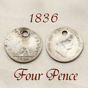 HOLED@CMX@u^jA O[g sN@4yXRC 1836N EBA4@.925 X^[O Vo[  tH[yX Great Britain 4 Pence@Britannia Groat