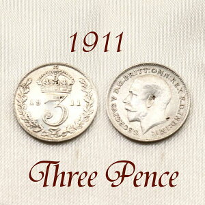 CMX@3yXRC 1911N W[W5 @.925 X^[O Vo[  X[yX threepence