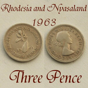 ���[�f�V�A �j���T�����h 3�y���X 1963�N Rhodesia Nyasaland �R�C�� �t���C�������[�̉ԁ@�G���U�x�X2������ �X���[�y���X ������ �d�� �ʉ� �ÑK �ݕ� �A���e�B�[�N �R�C��
