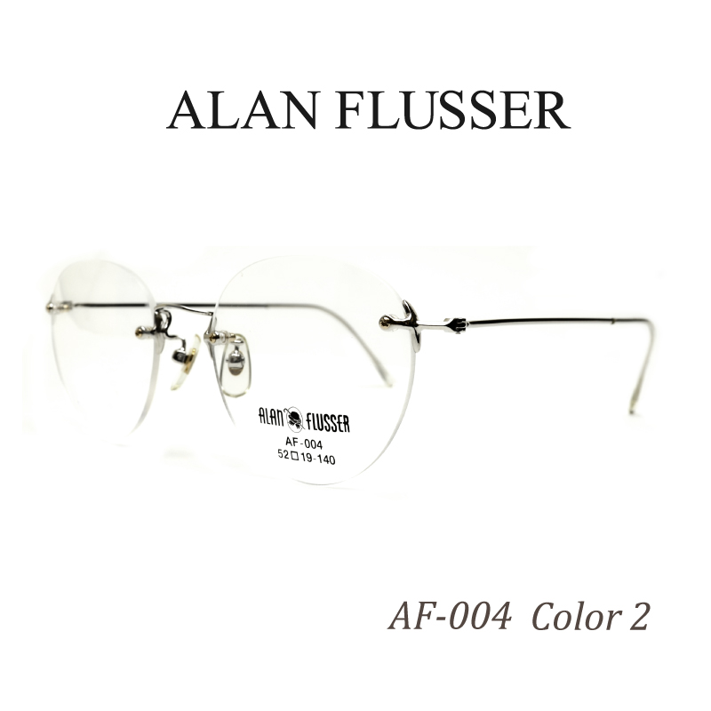 ツーポイント ALAN FLUSSER アランフラッサー AF-004 C2 シルバー 度付き ふちなしメガネ 丸メガネ ノンフレーム リムレス 眼鏡 日本製 2020 眼鏡