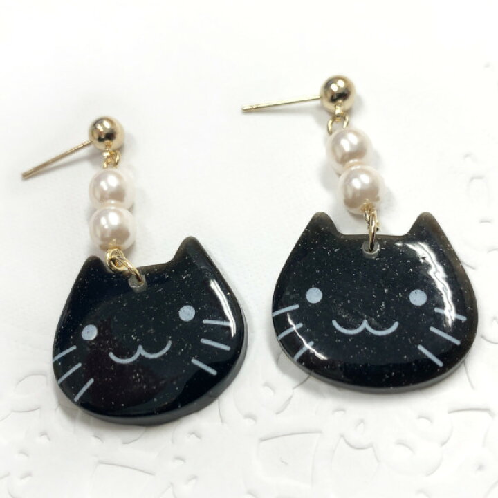 楽天市場】揺れる黒猫ピアスアクセサリー レディース ハロウィン ねこ 