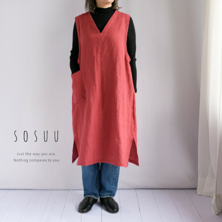 楽天市場】【新色】SOSUU ソスウベルギーリネン Vネック ワンピース  