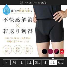 失禁パンツ 男性用 大きいサイズ 尿漏れパンツ ボクサーパンツ メンズ 大容量タイプ 尿失禁 防水 日本製 吸水パンツ はれパン 80 100cc 5Lサイズ | メール便送料無料