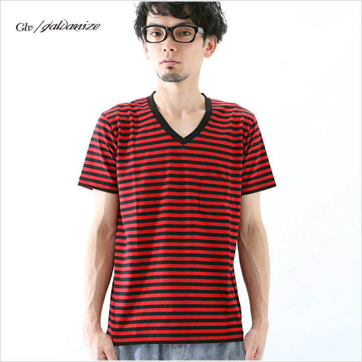 楽天市場 ボーダー Tシャツ ボーダー カットソー ボーダー 半袖 ボーダー Tシャツ メンズ ボーダーポケット付vネックtシャツ Galvanize ガルバナイズ 服 Mi 215 ネットだけの隠れ服屋