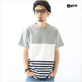 grn ジーアールエヌ パネルボーダーTシャツ メンズ M Lサイズ 服