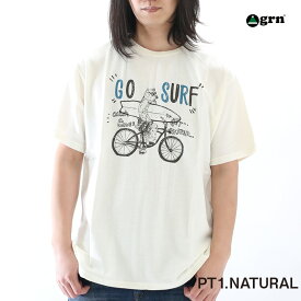 grn ジーアールエヌ ヘンプコットンプリントTシャツ メンズ M Lサイズ ホワイト ブルー 服