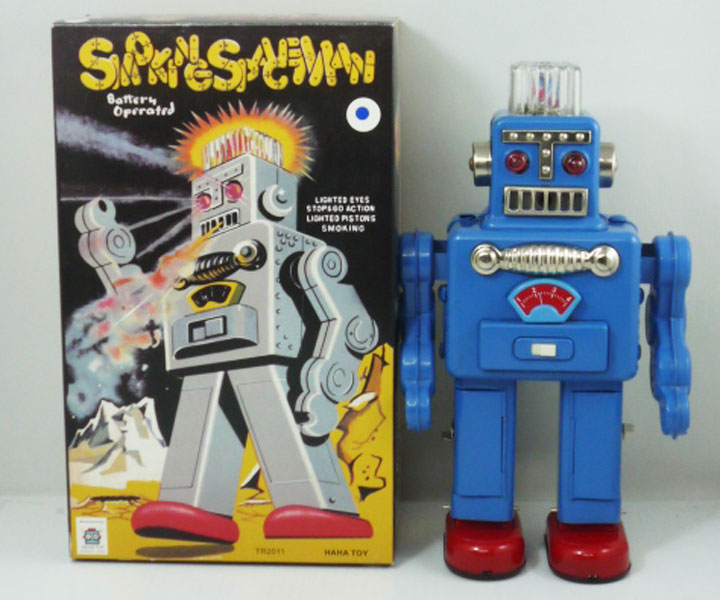 大特価!! スモーキングロボットスペースマン Smoking 売り出し Space ブルー Man ブリキ