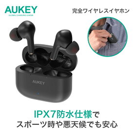 AUKEY（オーキー ） EP-T27 ブラック bluetooth5.0 ワイヤレスイヤホン AAC aptX 高音質 タッチセンサー 音声アシスタント iPhone Android ヘッドセット 完全 左右分離 カナル型 ブルートゥース ヘッドホン イヤフォン IPX7防水 両耳 片耳 通話 WEB会議 2年保証
