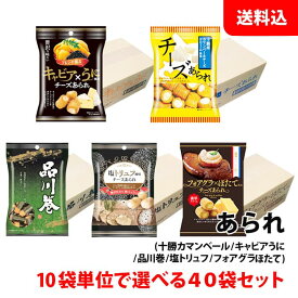 送料無料 チーズあられ 選べる40袋セット (塩トリュフ/キャビアうに/フォアグラほたて/十勝カマンベール/品川巻) 10袋単位で選べる お菓子 おつまみ きらら