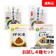 【訳あり】 ≪メーカー終売 在庫限り≫ 送料無料 メール便 漬物 伊賀越 小袋 お試し4種セット (伊賀漬/し…