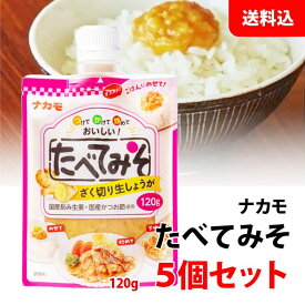 送料無料 メール便 ナカモ たべてみそ 5個セット (120g×5) ざく切り生しょうが 国産刻み生姜 国産かつお節 使用 ごはんにのせて つけて かけて 炒めて おいしい