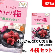 【訳あり】 ポイント還元 送料無料 メール便 手割り かりかり梅 種ぬき 29g×4袋セット ?すっきりとした…