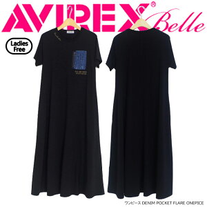 AVIREX Belle �A���B���b�N�X�x�� �����s�[�X �}�L�V�����s �����O�����s DENIM POCKET FLARE ONEPICE �~���^���[ MA-1�|�P�b�g �T�o�C�o�� �}�j�b�V�� �X�g���[�g ���������� ��� �J�W���A�� ���[�Y �A