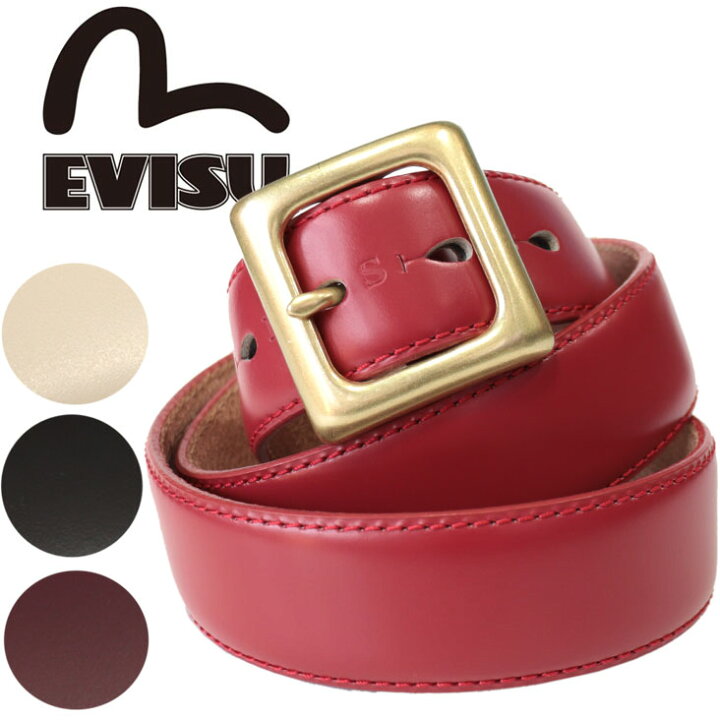 楽天市場】EVISU エヴィス ベルト レザー 型押し 本革 カモメ 日本製 