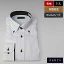 P@RTS形態安定・ドゥエボットーニ・ボタンダウン長袖ワイシャツ【ホワイト / ドビーチェック柄】