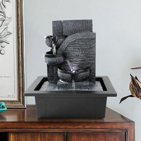 卓上 噴水 滝のオブジェ テーブルトップファウンテン インテリア噴水 IRONWALLS 3-Tier Desktop Water Fountain Indoor, 11” Relaxation Tabletop Waterfall Fountain with LED Light, Zen Meditation Desk Fountain for Home, Living Room, Bedroo 【並行輸入品】