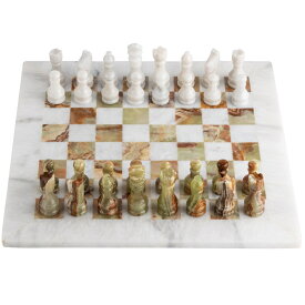 チェスセット Handmade Marble Chess Set Includes Magnificent 15X15 Inch Stone Chess Board and Handcrafted Pieces -Green Onyx 【並行輸入品】