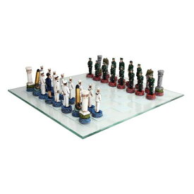 チェスセット US Army vs Navy Military Chess Set Hand Painted with Glass Board 【並行輸入品】