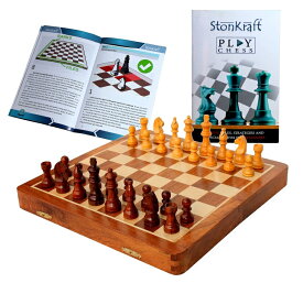 チェスセット StonKraft Magnetic Wooden Chess Game Set Travel Friendly Folding Chess with Magnetic Wooden Chess Pieces (12 X 12 Inch) 【並行輸入品】