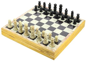 チェスセット Ajuny Beautifully Crafted Unique Stone Art Chess Set Hand Carved Stone Pieces Board Size 12x12 Inches 【並行輸入品】