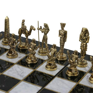 `FXZbg ( Without Board) Historical Handmade Ancient Egypt Pharaoh Figures Metal Chess Pieces Medium Size King 3.5 inc (Only Pieces) ysAiz