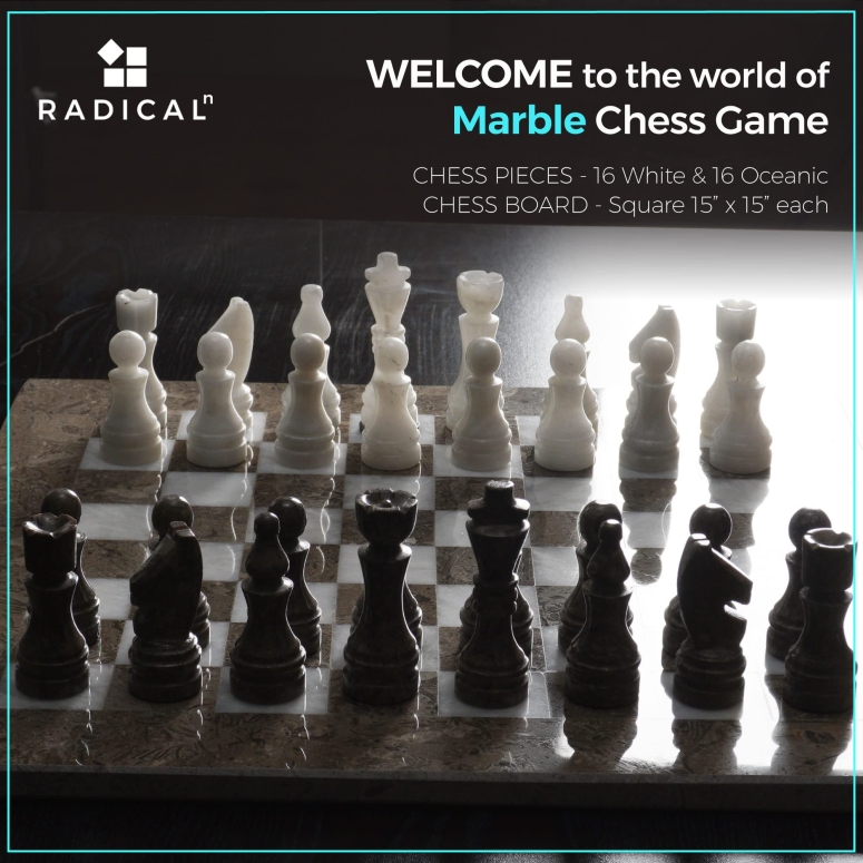 実物実物チェスセット RADICALn 15 Inches Weighted Handmade Marble Grey Oceanic And  White Staunton Tournament Chess Set Classic Ambassador Style Adults Chess  Board Game Sets チェス