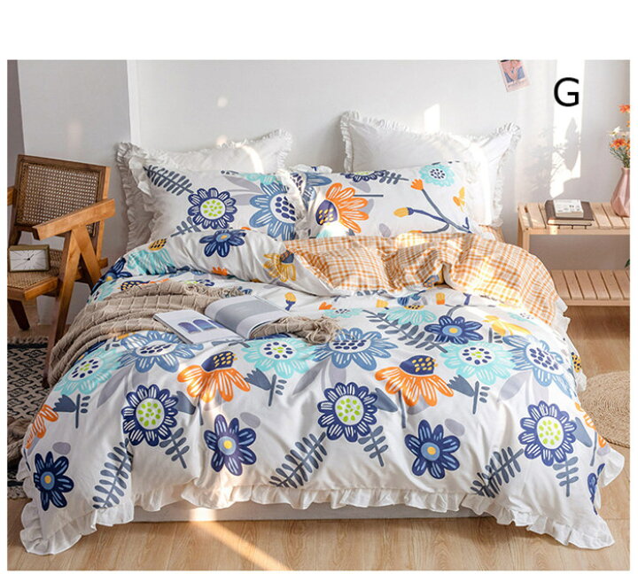 楽天市場】布団カバー秋冬フリル付き シングル 3点セット花柄 布団 