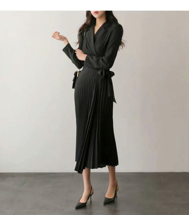 楽天市場 シャツワンピース レディース 40代 ワンピース 秋冬 きれいめ マキシワンピース 長袖 プリーツスカート ロング丈 Vネック Aライン 着痩せ 通勤 結婚式 お出かけ 大人 30代 50代 Ms Momo 楽天市場店