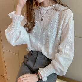 ブラウス レディース 春秋 長袖ブラウス レースブラウス フォーマルトップス ブラウス シャツ おしゃれ 40代 韓国風 通勤 ブラウス 裏起毛 着痩せ 大きいサイズ