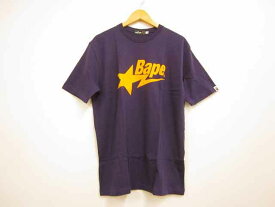 A BATHING APE / ア・ベイシング・エイプ BAPESTA ベイプスタ ロゴプリント カラーTシャツ サイズ : L パープル【中古】