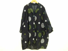 t.b マツオインターナショナル シルク混ロング丈ジャケット 透け感 シースルー 和柄デザイン レディース サイズ : 38 ブラック【中古】