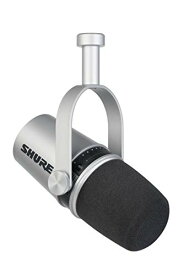 SHURE MV7 ポッドキャストマイクロホン : ダイナミックマイク 配信/録音/実況/ゲーム/ゲーミング/テレワーク MOTIVシリーズ iOS Android Mac Windows対応 MV7-S-J シルバー 国内正規品/メーカー保証2年