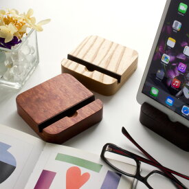 iPadスタンド 木製 タブレットスタンド 木製 「Bタイプ」 各種タブレット対応 幅10×奥行10×厚さ2.5cm 材：ホワイトアッシュ・ブビンガ・ウエンジ 縦横可 【日本製】【山口木工】